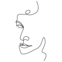 continuous line beautiful girl with a smile vector