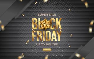 banner de super venta de viernes negro para promoción con estilo dorado vector