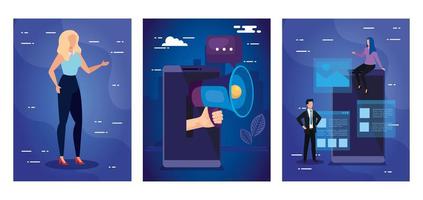 Digital smartphone and people vector design