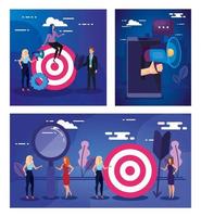 Target smartphone and people vector design