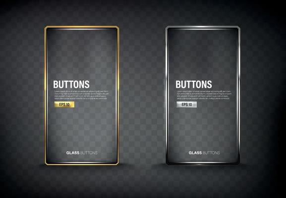 Metallic button set for web on dark background