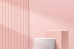 Sala de estudio abstracto 3d con pedestal rosa o podio de soporte. vector