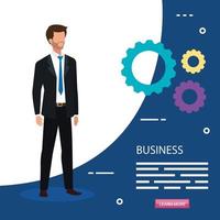 businessman elegant with gears avatar character vector