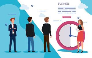 meeting of business people with clock vector