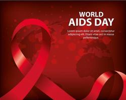 poster of world aids day with ribbon vector