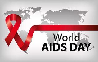 poster of world aids day with ribbon vector