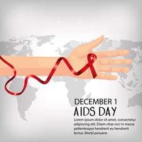 poster of world aids day with hand and ribbon vector