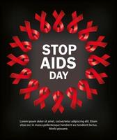 poster of world aids day and ribbons with circular frame vector