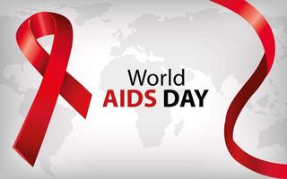 poster of world aids day with ribbon vector