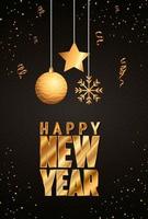 poster of happy new year with decoration vector