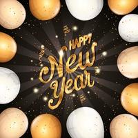 poster of happy new year with balloons helium vector