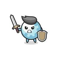 cute golf soldier fighting with sword and shield vector