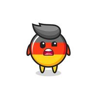 the shocked face of the cute germany flag badge mascot vector