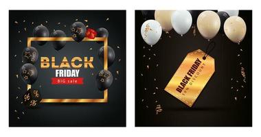 set poster of black friday and decoration vector