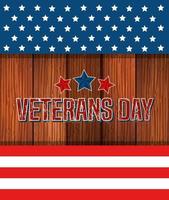 veterans day celebration with stars in wooden background vector