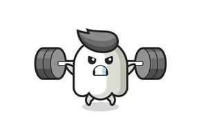 ghost mascot cartoon with a barbell vector