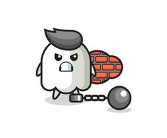 Character mascot of ghost as a prisoner vector