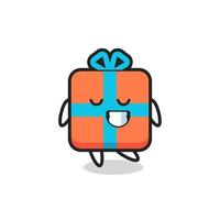 gift box cartoon illustration with a shy expression vector