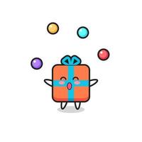 the gift box circus cartoon juggling a ball vector