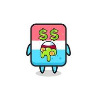 eraser character with an expression of crazy about money vector