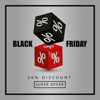 black friday poster and fifty discount with decoration vector