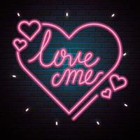 love me lettering of neon light vector