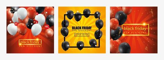 set poster of black friday and decoration vector