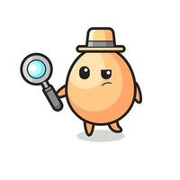 El personaje detective de huevos está analizando un caso. vector