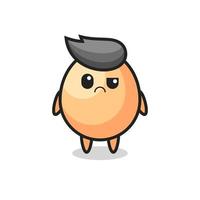 the mascot of the egg with sceptical face vector