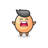 cute egg mascot with a yawn expression vector