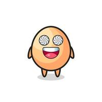 cute egg character with hypnotized eyes vector