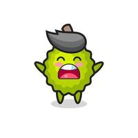 cute durian mascot with a yawn expression vector