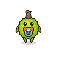 personaje de dibujos animados de bebé durian con chupete vector