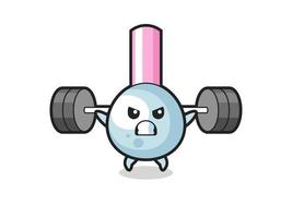 cotton bud mascot cartoon with a barbell vector