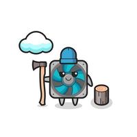 Character cartoon of computer fan as a woodcutter vector