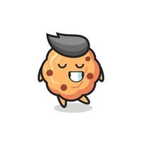 chocolate chip cookie cartoon illustration with a shy expression vector