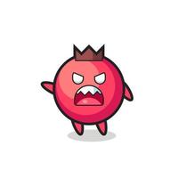 cute cranberry cartoon in a very angry pose vector