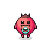 baby cranberry cartoon character with pacifier vector