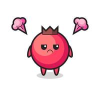 annoyed expression of the cute cranberry cartoon character vector