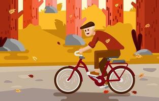 actividad en bicicleta en la temporada de otoño. vector