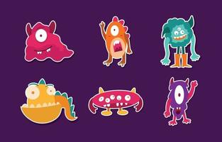 Cute Monsters Sticker Collection vector