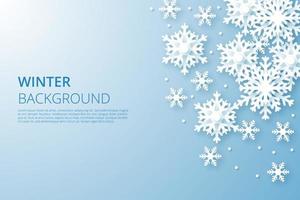 Winter Background. Paper cut Snowfall. Vector illustration