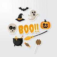 Happy Halloween Background. Paper cut style. Vector illusration