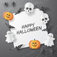 Happy Halloween Background. Paper cut style. Vector illusration