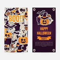 Set of Happy Halloween Banner. Vector illusration