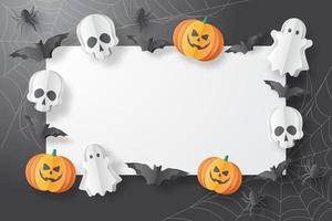 feliz halloween fondo. estilo de corte de papel. ilusión vectorial vector