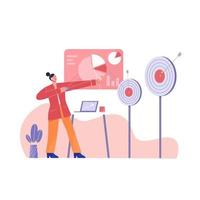 Digital Marketing - Achievement Target Flat Illustration vector