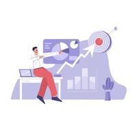 Digital Marketing - Grows Business Towards Target flat illustration vector