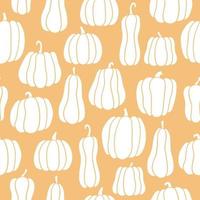 Pumpkin seamless pattern. White pumpkins of different shapes. vector