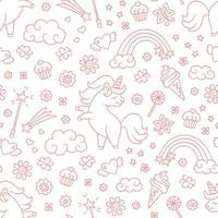 Seamless pattern with unicorn, rainbow, shooting star and magic wand vector